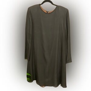 Elegant Black Long Sleeve Silk Dress